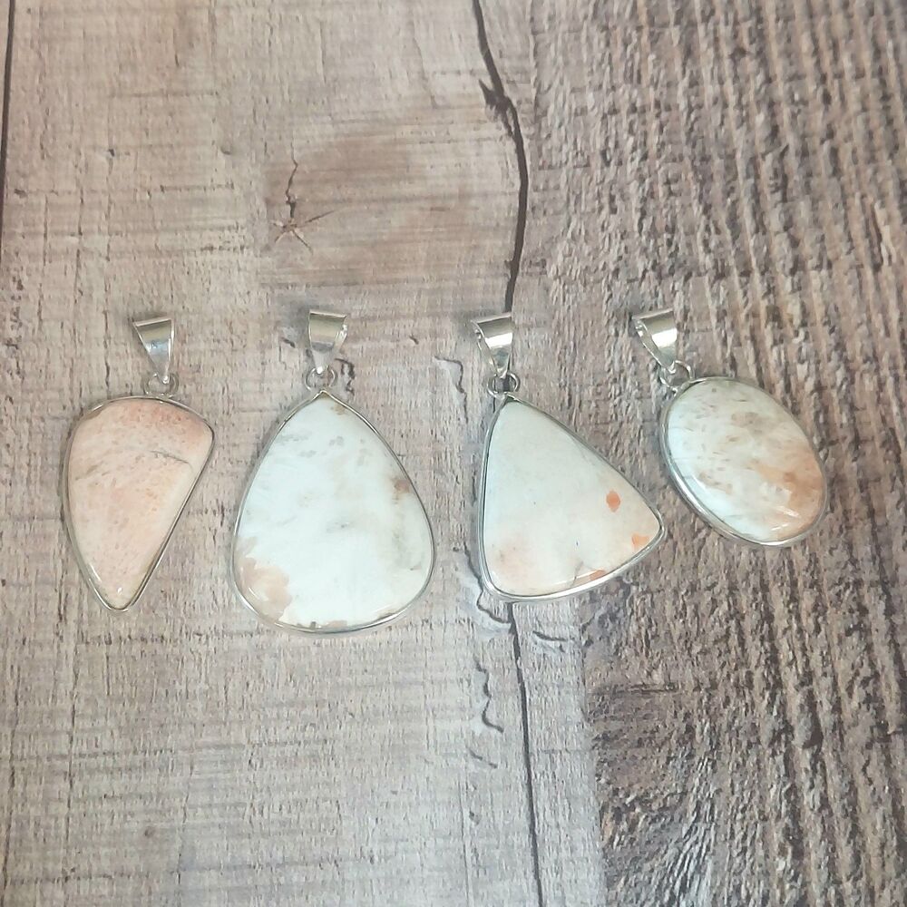 Scolecite Stone Pendant lot in Silver Natural Gemstone